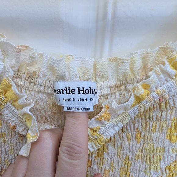 Charlie Holiday Lola Yellow Floral Smocked Blouse - Picture 3 of 4